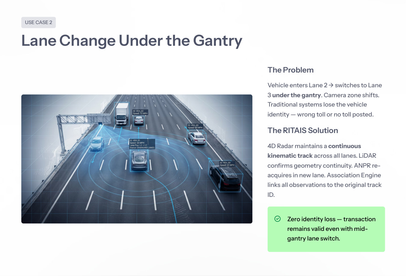 Lane change under the gantry